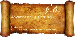 Javorniczky Orsika névjegykártya